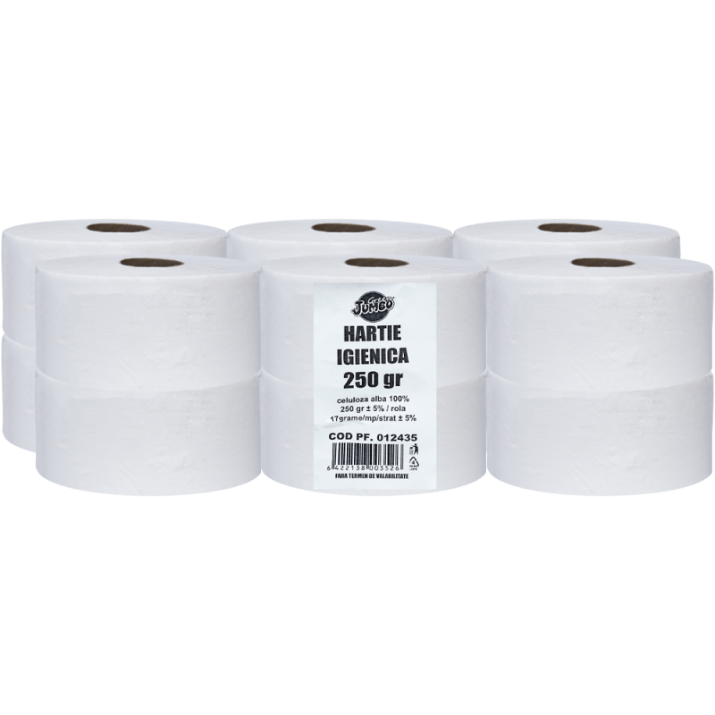 Hartie igienica 250 g set 12 role pentru dispenser Jumbo